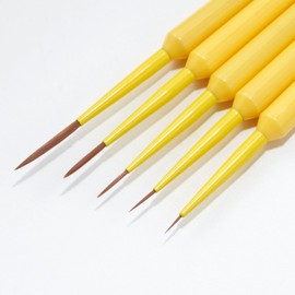 Nail Brush Set for Nail Art Liner Brushes,GSWOI 5Pcs Thin Liner Striping Brush for Nails Gel Polish Painting Designs Elongated Lines -Sizes 7/9/11/15/22mm(Yellow)
