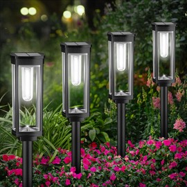 BITPOTT Solar Outdoor Lights Pathway, 6 Pack Pathway Lights Solar Powered Outside Waterproof, Long Lasting Solar Garden Walkway Landscape Lights for Yard Lawn Patio Decor Lighting