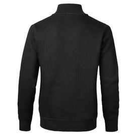 Herothorn Men's Quarter Zip Sweaters Long Sleeve Fleece Knitted Pullover Casual 1/4 Zip Up Turtleneck Polo Sweatshirts Black