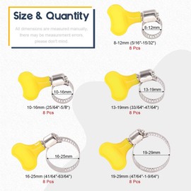 Hilitchi 40 Piece 8-29mm Key-Type Adjustable Hose Clamp Assortment Kit