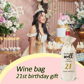 21st Birthday Gifts for Son Daughter 21st Birthday Presents for Grandson Granddaughter 21 Year Old Birthday Gift for Niece Nephew 21st Birthday Party Supplies for Him Her Boyfriend Girlfriend Wine Bag