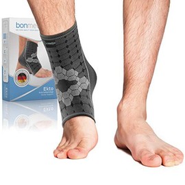 bonmedico Ankle Bandage - Non-Slip Ankle Bandage Ankle for Men and Women - Supportive Bandage for Ankle, Achilles Tendon - Wellness Gifts - 1 Foot Bandage (Grey, L)