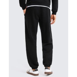 CRZ YOGA Cotton Fleece Sweatpants for Men Loosed Fit Lounge Casual Elastic Bottom Sweat Pants with Zipper Pockets Black Large