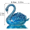 HDCRYSTALGIFTS Blue Swan Hinged Jewelry Box Ring Earrings Jewelry Organizer