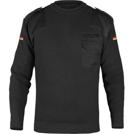 normani Men's German Army Pullover Original According to TL Winter Jumper with Chest Pocket and Germany Flag, charcoal