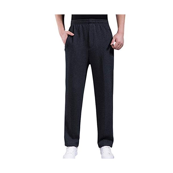 Zoulee Men's Open-Bottom Sports Pants Sweatpants Trousers Zip Fly Closure