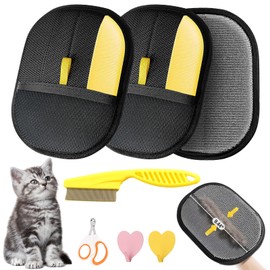 Pet Hair Removal Glove - 2025 Upgraded Electrostatic Pet Hair Remover, Cat & Dog Hair Remover Tool for Couch, Furniture, Carpet, Car Seat, Clothing, Reusable Double Sided Cat Grooming Gloves (2PCS)
