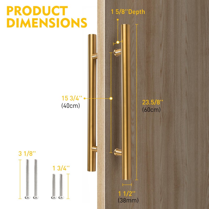 RZELOYDE Push Pull Door Handle Solid Standoffs Heavy-Duty Commerial Grade-304