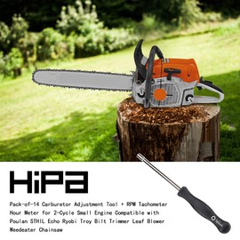 Hipa Pack-of-14 Carburetor Adjustment Tool + RPM Tachometer Hour Meter for 2-Cycle Small Engine, Compatible with Poulan STHIL Echo Ryobi Troy Bilt Trimmer Leaf Blower Weedeater Chainsaw
