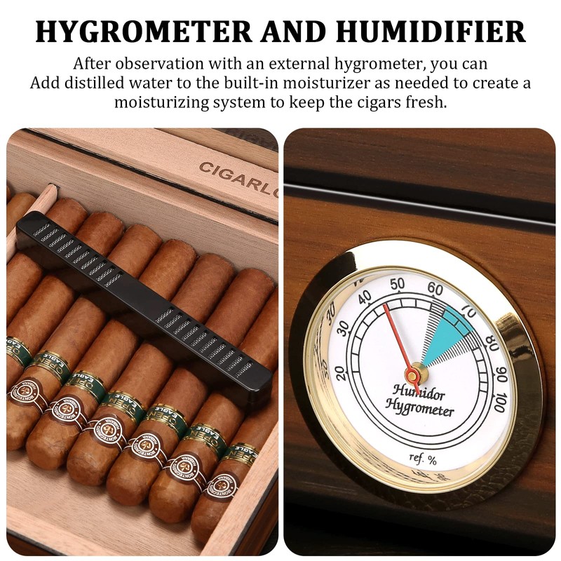CIGARWONG Cigar Humidors Spanish Cedar Holds 25-35 Cigars Desktop Box