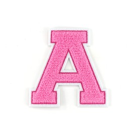 Naehgedoens.de Terry Cloth Letter A-Z | Pink, White | 9.5 cm High | Varsity Letter L