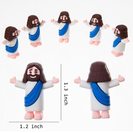 ARCHCRTC 40 Pcs Little Jesus Figurine Miniature Tiny Jesus Figures Religious Christ Savior Doll for Hide and Seek Sunday Easter Egg Stuffers Baptism Gift (40,Blue)
