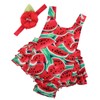 Baby Girl's Floral Print Ruffles Romper Summer Clothes with Headband