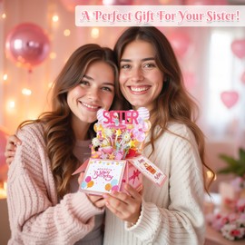 Bomesy Funny 3D Pop Up Sister Birthday Card, Unique Birthday Cards for Women with an Envelope and a Greeting Card, Happy Birthday Gifts & Party Decoration Keepsake for Sisters of All Ages