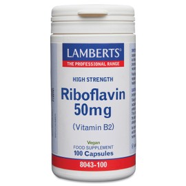 Lamberts Riboflavin 50mg Capsules – High Strength Vitamin B2 – 100 Vegan Capsules