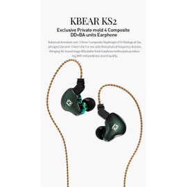 keephifi KBEAR KS2 Wired Earphones,1BA + 1DD 10mm Composite Diaphragm Units in Ear Monitors, 6N OFC Earphone Detachable Cables,HiFi Bass Noise-Isolating Earbuds (no mic, Black)