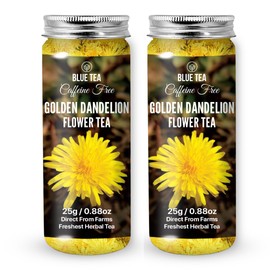 BLUE TEA - Golden Dandelion Flower - 1.76 Oz (Pack of 2) | FLOWER BASED | Herbal Tea - Caffeine Free - Farm Fresh - 100% Natural - No Preservatives - Non-GMO | Pet Jar Packaging