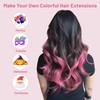 16 Pcs Pink Hair Extensions Curly Wavy Clip in Synthetic