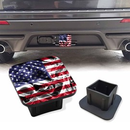 Sutmore Trailer Hitch Cover, United States of America Smoke Flag Hitch Cover Rubber Towing Hitch Plug Covers, Square 2 Inch Receiver Tube Plug Cap for Trucks Cars SUVs
