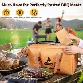 BBQ Blanket for Resting Meat, Insulated Meat Resting Bag for Moisture Retention and Tender BBQ, Heavy-Duty BBQ Resting Bag with Wide Mouth Design for Briskets, Pork Shoulders, Steaks (1 Pack)