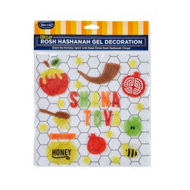 Rosh Hashanah Gel Window Decorations by Rite Lite | Jewish New Year Party Favors Reusable Window Clings Decals with Apple, Shofar, Pomegranate, Honey Jar & Dipper, Shana Tova, Bee Jewish Home Decor