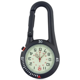 Nizirioo 1 x Nurse Watch: Quartz Watch, Multifunctional Carabiner Watch, Small Luminous Belt Watch for Doctors, Nurses, Paramedics, Cooks, Sports, Cyclists, Climbers, Unisex (Black), black, Sports