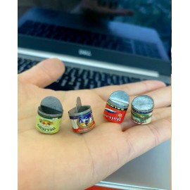 planwalk 4 pcs fish beans vegetable salmon apple sauce metal food tin opened can 1:12