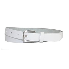 Vascavi Genuine Leather Belt, Denim Belt, Hip Belt, Made in Germany, 2 cm Wide and Approx. 0.25 cm Thick, White