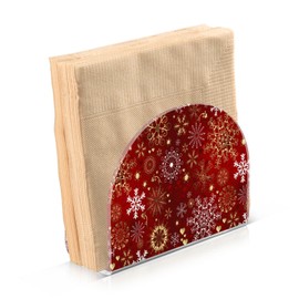 Napkin Holder for Table, Christmas Gold White Snowflakes Acrylic Napkin Holder for Party Guest Cocktail Dispenser Paper Stand Kitchen Dining Room Decors