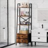 Furologee 4-Tier Ladder Shelf,Small Bookshelf with 2 Drawers,Vertical Bookcase Storage