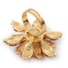 Avalaya Large Dimensional Clear/Pink Diamante Narcissus Cocktail Ring In Gold