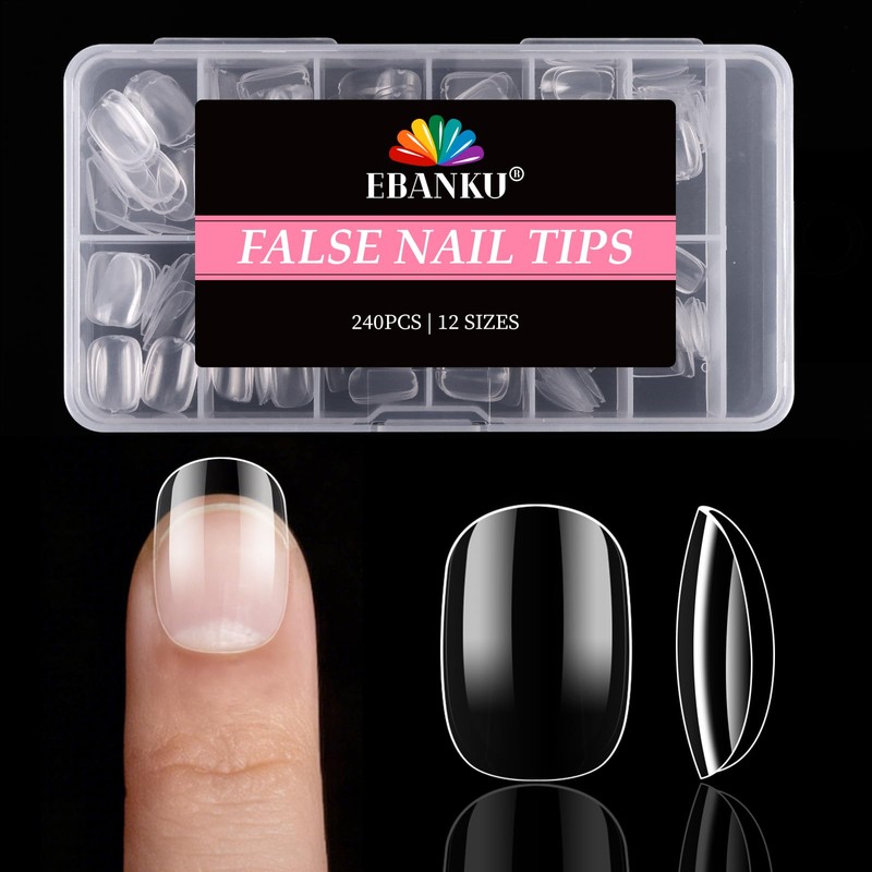 EBANKU 240 uñas postizas para niños, cortas y transparentes, para