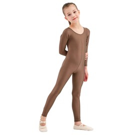 Kepblom Girls Scoop Neck Long Sleeve Unitard Bodysuit Dancewear For Child