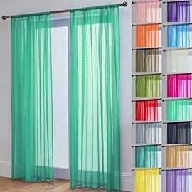 John Aird Lucy Voile Curtains - Slot Top - Pair - 2x Voile Panels (Pastel Green, 58" Wide x 108" Drop)