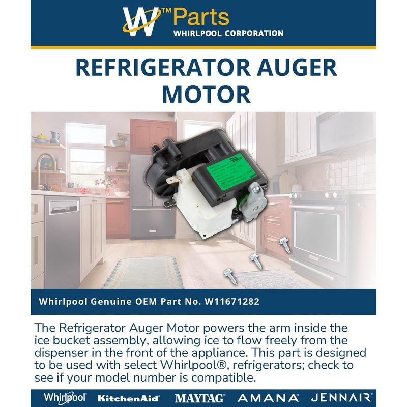 Whirlpool W11671282 OEM Refrigerator Auger Motor