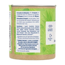 Natessance - Chew Toothpaste - Solids - Organic Aloe Vera and Organic Menthol - Organic Cosmos Organic Certified - Box 100% Recyclable 80 Tablets