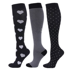 Zingso 3 Pairs of Compression Socks for Men and Women, 20-25 mmHg Colourful Compression Socks, Support Stockings for Running, Sports, Flight Travel, Color Mix(3)-2