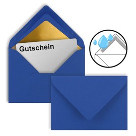 25 envelopes in royal blue with gold lining, DIN C7 8.1 x 11.4 cm, wet glue, 120 g/m², ideal envelopes for vouchers, gifts