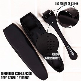 Dermaroller Blackbeard 0.3mm Rodillo de Microagujas de Titanio para Crecimiento de Cabello, Barba y Cuidado Facial