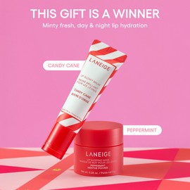 LANEIGE Minty Lip Duo: Peppermint Lip Sleeping Mask and Candy Cane Lip Glowy Balm for Soft, Hydrated Lips