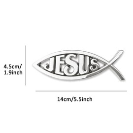 Christian Jesus Fish Car Emblem - Chrome Silver Symbol Fish Emblem for Car Truck Badge Bumper Stickers