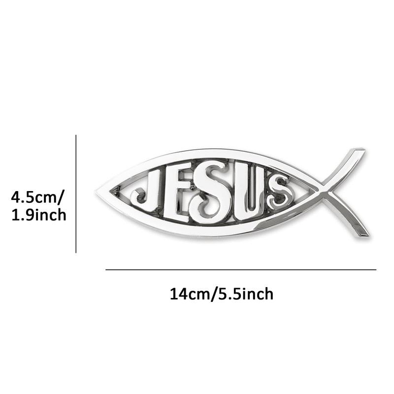 Christian Jesus Fish Car Emblem - Chrome Silver Symbol Fish