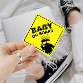 (3PCS) Baby on Board Car Sticker Funny Baby Meme Weather Resistant Decal, Safety Notice for Kids – Baby in Car Sign for Cars, Waterproof and Removable - 5 Inch