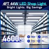 hykolity 4 Pack Linkable LED Shop Light, 4FT 44W [300W