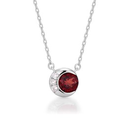 PHNIBIRD Garnet Necklace for Women 45cm Sterling Silver Cubic Zirconia, 45 inches, Sterling Silver, Cubic Zirconia