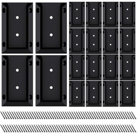Goovilla Deck Railing Bracket Connectors, 2x4 Brackets for Railing Wood Lumber Post, 20 PCS Sturdy Nylon Deck Rail Bracket with 120 PCS Coating Screws for Wooden Stair Fence Railings Handrail, Black