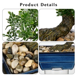 Artificial Bonsai Tree Faux Plants Indoor Fake Plants Decor with Blue Square Ceramic Pots for Home Table Office Desk Bathroom Shelf Bedroom Living Room Farmhouse Decorations