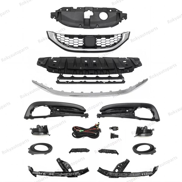 ROKY 14PC For CIVIC Sedan 2013-2015 Bumper Upper Lower Chrome