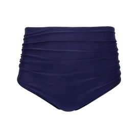 Tempt Me - Bikini de cintura alta para mujer, parte inferior de bikini con fruncido retro, Azul marino, X-Small