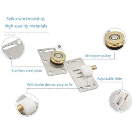 Stainless Steel Sliding Door Fittings Set of 2 Sliding Door Castors for Wardrobe, Cabinet, Window, Sliding Doors